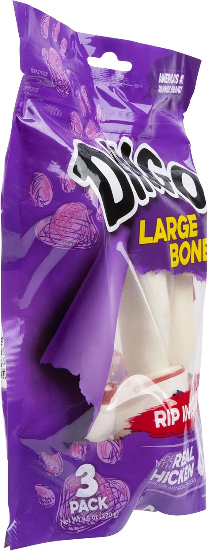 Dingo Rawhide Bone, Large, 3-Count