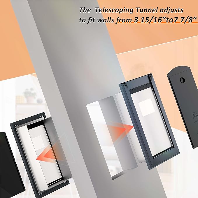 FreeStanding XL Dog Door for Wall, Extra Large Dog Door with Heavy Duty Aluminum Frame, Telescoping Tunnel, Double Magnetic Flaps and Double Sliding Lock Panels, Up to 220lbs, X-Large, Smoky Gray