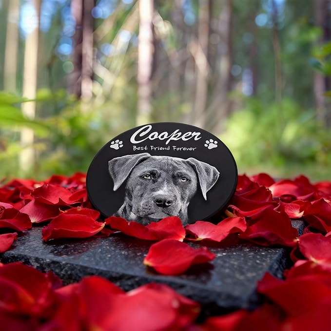ADFSTONE Pet Memorial Stones Personalized Dog Remembrance Gifts, Customized Cat Picture Grieving Plaque, DIY Gravestone, Custom Sympathy Photo Gift, Animal Grave Markers