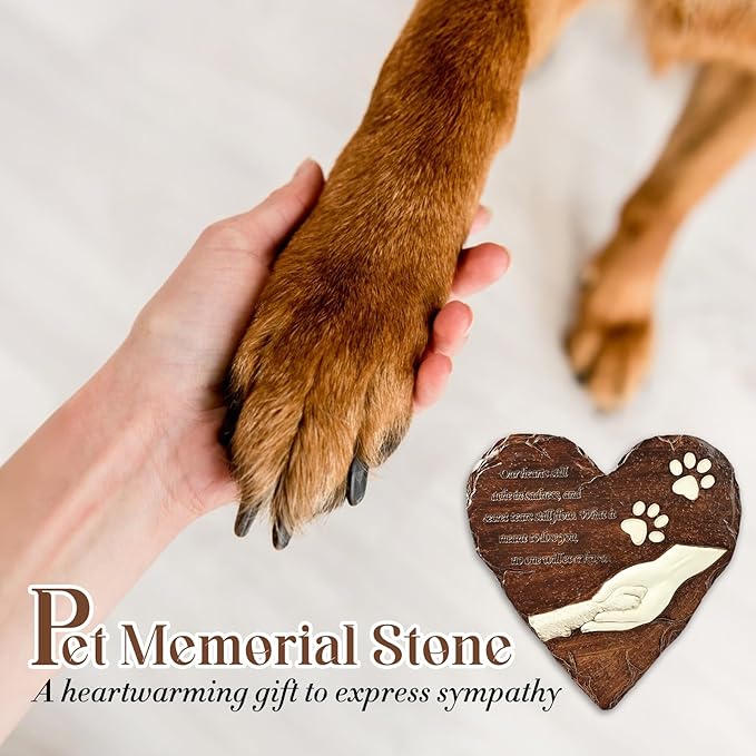 Pet Memorial Stone, Loss of Dog Sympathy Gift, Cat & Dog Passing Away Gift, Pet Loss Sympathy Gifts, Garden Stone for Pet Remembrance, Grave Marker Headstones for Dogs Cats(Brown)