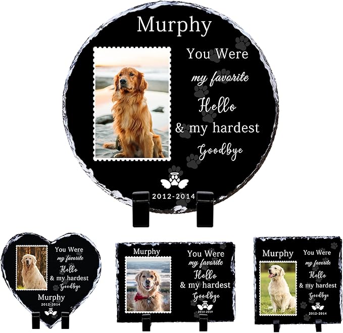 Pet Memory Stone, Personalized Round Shaped Garden Stone, Dogs Memorial Gifts for Loss of Dog, Cat Memorial Gifts, Pet Headstones for Dogs