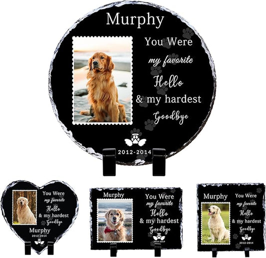 Pet Memory Stone, Personalized Round Shaped Garden Stone, Dogs Memorial Gifts for Loss of Dog, Cat Memorial Gifts, Pet Headstones for Dogs