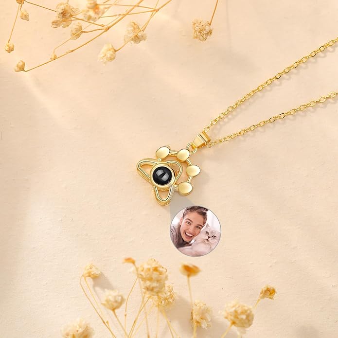 Personalized Projection Necklace with Custom Photo Pendant - Best Gift for Mom, Wife, Girlfriend, or Memorial - Mother's Day, Valentine's Day, Birthday Jewelry Gift