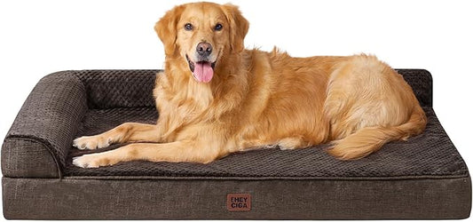 EHEYCIGA Extra Large Dog Bed Othorpedic, Memory Foam XL Dog Bed with Washable Removable Cover, Waterproof Pet Sofa Couch XLarge Size Dogs with Nonskid Bottom, 44x32x6.5, Brown