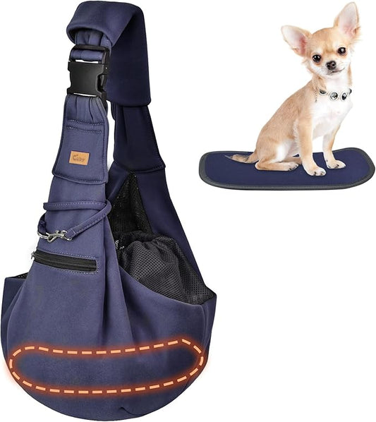 CUBY Dog and Cat Sling Carrier - Hands Free Adjustable Small Pet Sling - Soft Pouch and Tote Design - Suitable for Puppy, Small Dogs Cats Outdoor