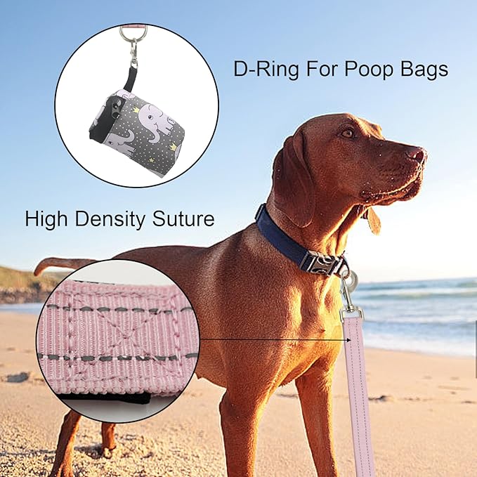 Nylon Short Leash 24 Inches Durable Dog Lead with Handle, Heavy Duty Dog Padded Handle and D-Ring for Control, Traffic 2FT Long for Small to Large Sized Dogs Training Leash Pink