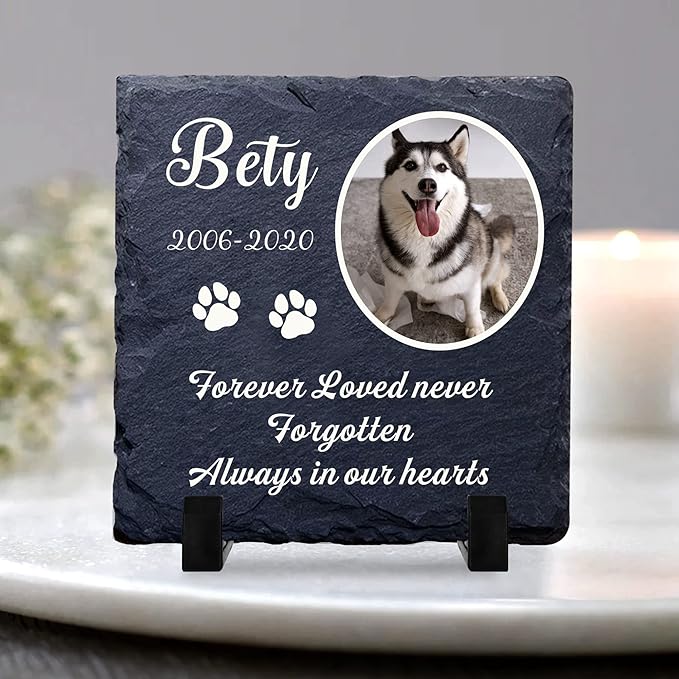 EDSG Personalized Dog Memorial Gifts for Loss of Dog Pet Memorial Gifts for Dogs Cats Memorial Stone Pet Loss Gifts Natural Slate Grave Plaque Pets Bereavement Gifts Loss of Pet Gift (Design 2)