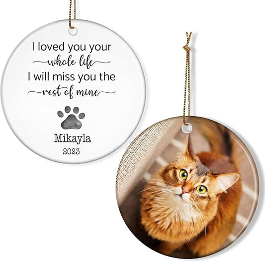 Personalized Cat Christmas Ornament - Forever Loved Pet Loss Gift, In Loving Memory