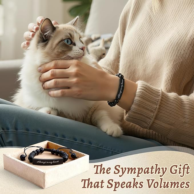 Dog Memorial Bracelet – Adjustable Pet Keepsake with Paw & Heart Charm, Sympathy & Remembrance Gift for Dog Loss, Cat & Pet Bereavement, Light Glossy