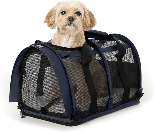 SturdiBag All Mesh Pet Carrier – Ventilated Design, Flexible and Compact for Travel | Large, Navy