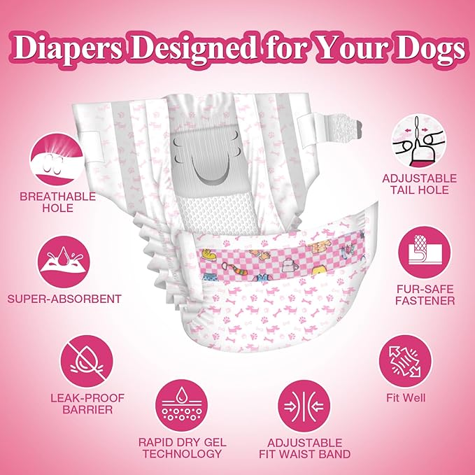 Dono Disposable Dog Diapers Female, Super Absorbent Doggie Diaper, Rapid-Dry Gel Technology Puppy Diapers, Leak-Proof Fit for Doggy Cat in Heat, Excitable Urination, Incontinence, Small