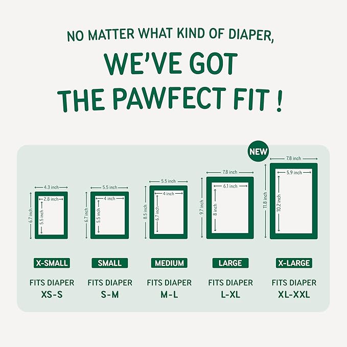 PAWPANG Disposable Dog Diaper Liners Booster Pads for Male & Female Dogs, 55ct, 5 Sizes Options, Doggie Diaper Inserts fit Most Types of Dog Diapers - Pet Belly Bands & Male Wraps (X-Large(55ct))