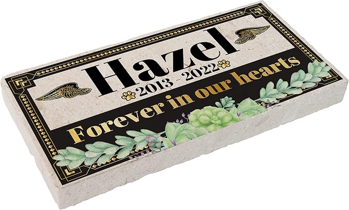 Personalized Pet Memorial Stone, 6x12 Custom Limestone Pet Grave Markers as Keepsake or Pet Remembrance, Thoughtful Pet Loss Gifts for Bereaved Pet Owners, Personalized Memorial Gifts (Hazel)