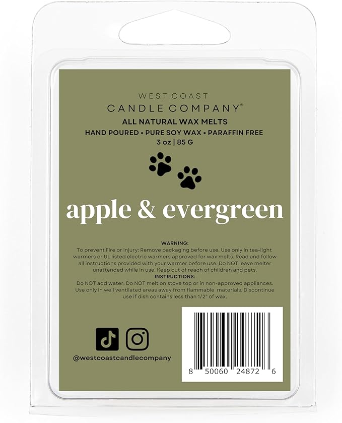 Pet Safe Wax Melts for Dogs | Non Toxic Soy Wax Melts | Natural, Paraffin-Free, Clean Burning | Odor Eliminating Wax Cubes | Apple & Evergreen