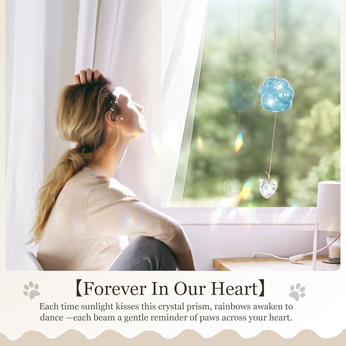 Pet Memorial Gifts for Dogs and Cats - Suncatcher Wind Chime Dog Memorial Gifts for Loss of Dog, Pet Loss Sympathy Gift, Thoughtful Pet Remembrance & Bereavement Keepsake (Blue)