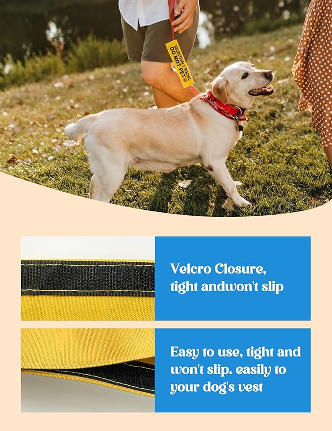 Selectively Social Dog Leash Sleeve - Funny Yellow Alert Hanging ID Patch Tag, Do Not Pet Leash Sleeve Service Dog Accessory, Pet Birthday Gift for Dog Owners
