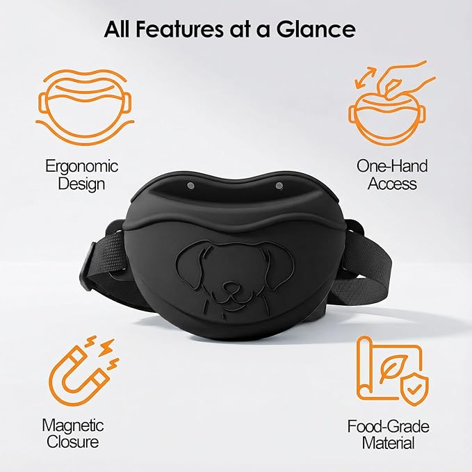 Dog Treat Pouches for Pet Training - Magnetic Auto-Close Dog Training Treat Pouch with Belt & Clicker, Portable Hands-Free Pet Treat Bag for Walking, Easy to Clean & Avoid Spills