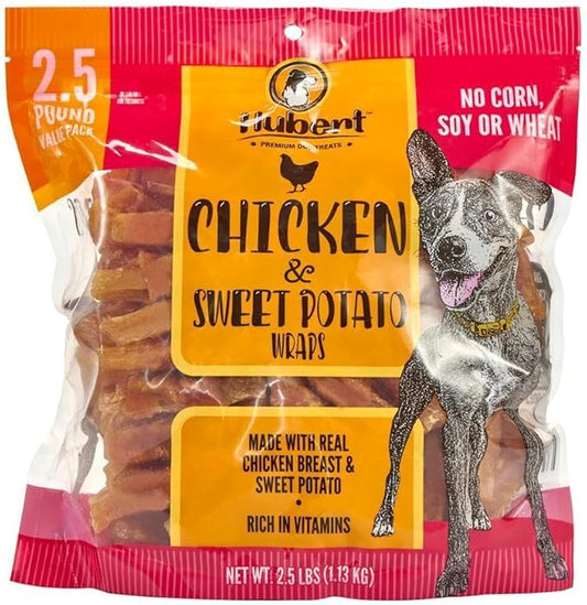 Hubert Pet Gourmet Chicken & Sweet Potato Wrap Dog Treats - Natural, Ideal for Training, USA Inspected & Tested, Suitable 2.5 lbs