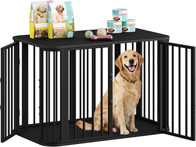 39.4'' Dog Crate Furniture, L Indoor Dog Kennel Dogs Cage, Modern Decorative Pet House for Small/Medium/Large Dogs, Anti-Chew & Anti-Escape, Kennel End Side Table TV Stand, Black DFC88704B