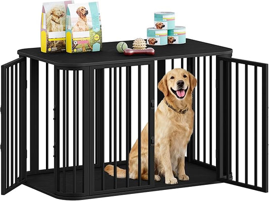 39.4'' Dog Crate Furniture, L Indoor Dog Kennel Dogs Cage, Modern Decorative Pet House for Small/Medium/Large Dogs, Anti-Chew & Anti-Escape, Kennel End Side Table TV Stand, Black DFC88704B