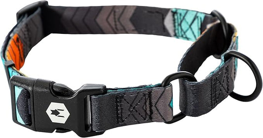 Wolfgang Heavy Duty Martingale Dog Collar with Quick Release Nylon Buckle for Walking & Training, ChevTech Print, Medium