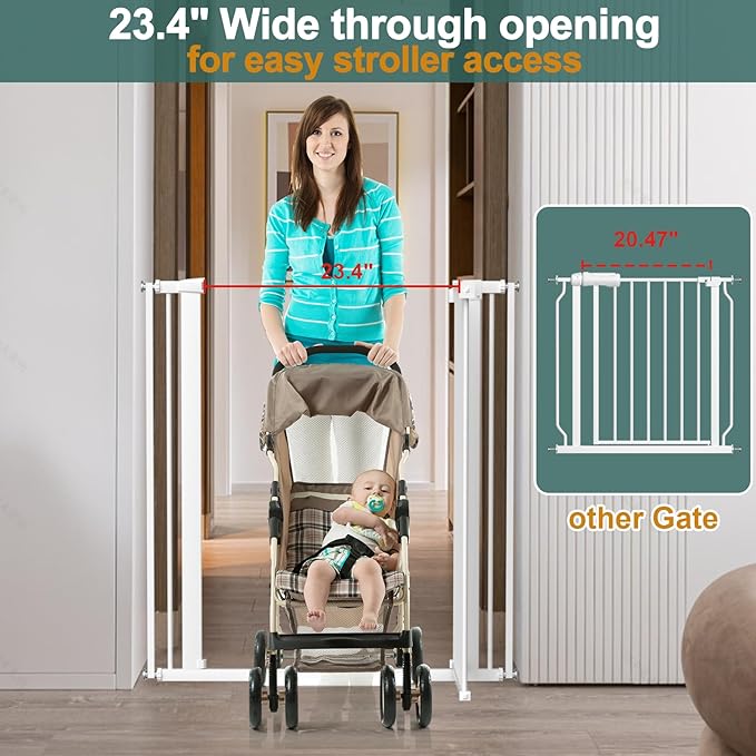 40.55" Tall, 34.05-45.86 Inch Wide, 1.37" Ultra Narrow Spacing Dog Pet Baby Gate Indoor for Doorway Hallway, Pressure Mounted 35 36 37 38 39 40 41 42 43 44 45 Inches Wide