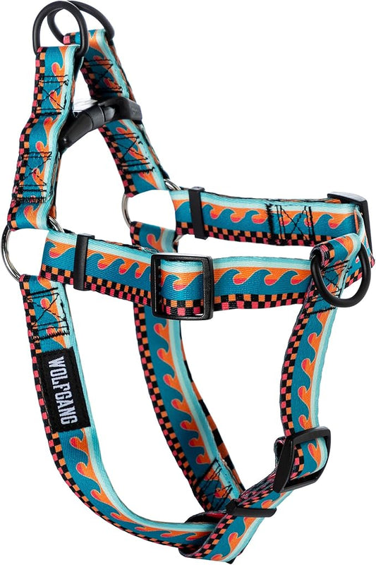 Wolfgang Heavy Duty Adjustable Dog Harness, Pull-Tested for Walking & Training, BuenaOnda Print, Medium
