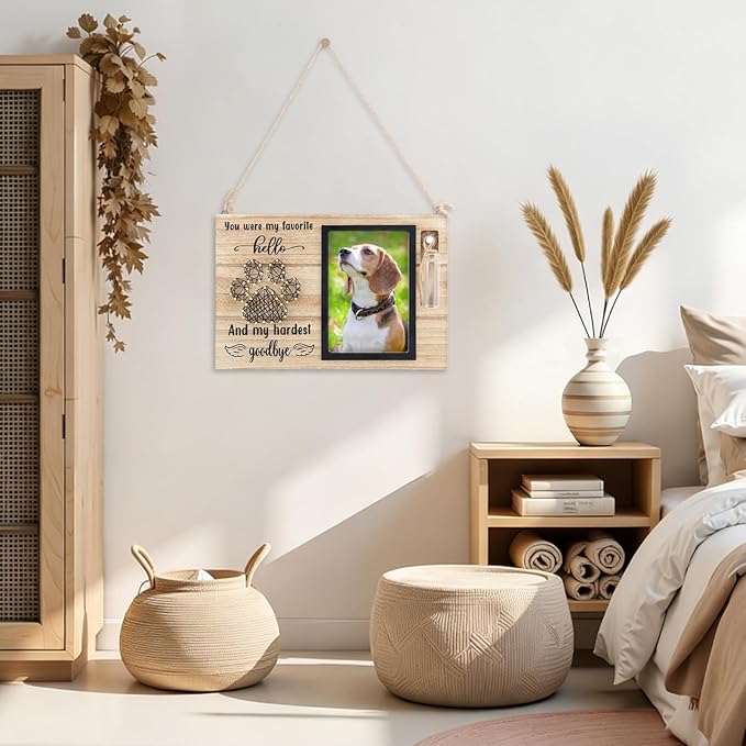 Dog Memorial Picture Frame – 4x6 Wooden Photo Frame for Pet Loss – Sympathy Remembrance Gift for Dog or Cat Lovers (Black Paw)