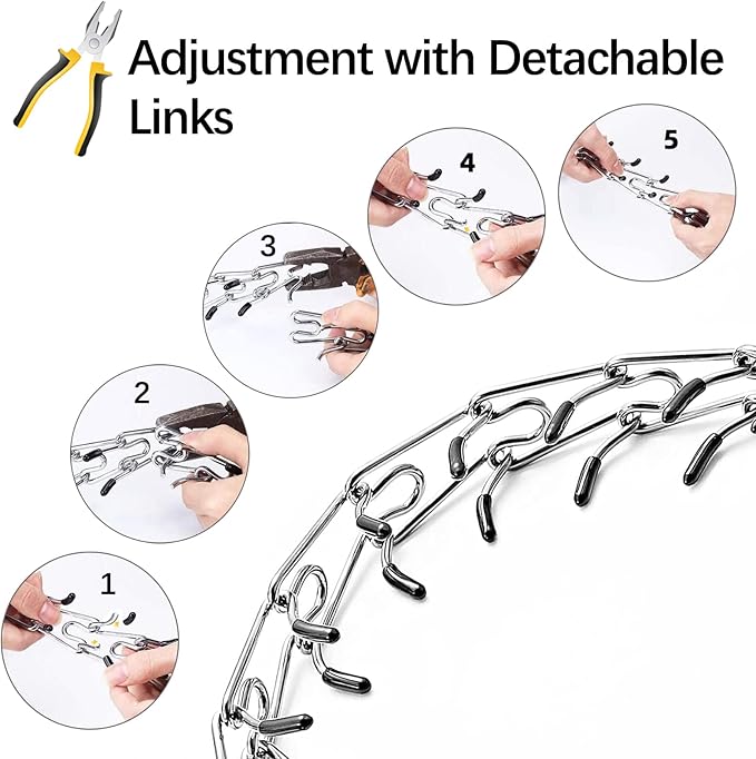 Dog Prong Collar,Dog Pinch Collar with Quick Release Buckle,No Pull Choke Collar Detachable Adjustable,Metal Easy Buckle Release Middle Large Dog Training Collar