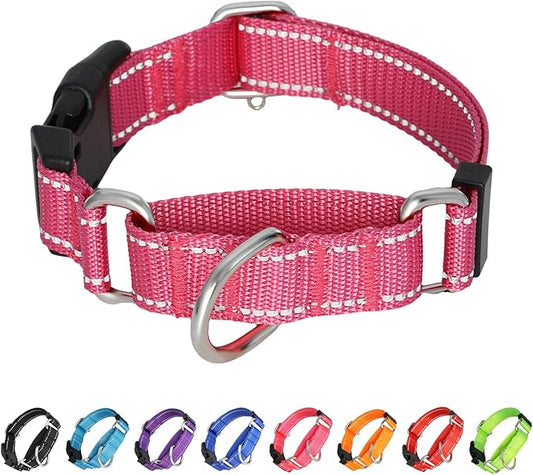 Martingale Collar for Dogs,Reflective Martingale Dog Collars with Quick Release Buckle,Adjustable Nylon No Pull Dog Collar for Walking Training (Red, Extra Large)