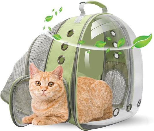 Pet Carrier Backpack Expandable for Cats and Small Dogs, Breathable Anti-Collapse Design, Airline Approved Travel Backpack for Hiking and Outdoor Use (Back Expandable-LightGreen)