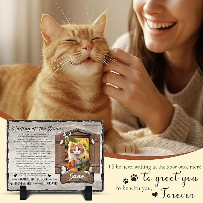 Ship Next Day, Customized Pet Memorial Stones for Dogs Cats Memorial Gifts for Loss of Dog Death Sympathy Gift with Photo Picture Name Date Personalized Pet Frame