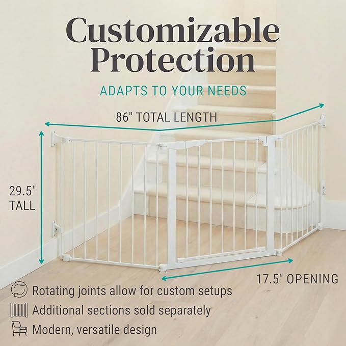 KidCo - Custom Fit Auto Closing ConfigureGate Baby Gate with 30 Inch Door Section, Baby Fence, Safety Gate (White)
