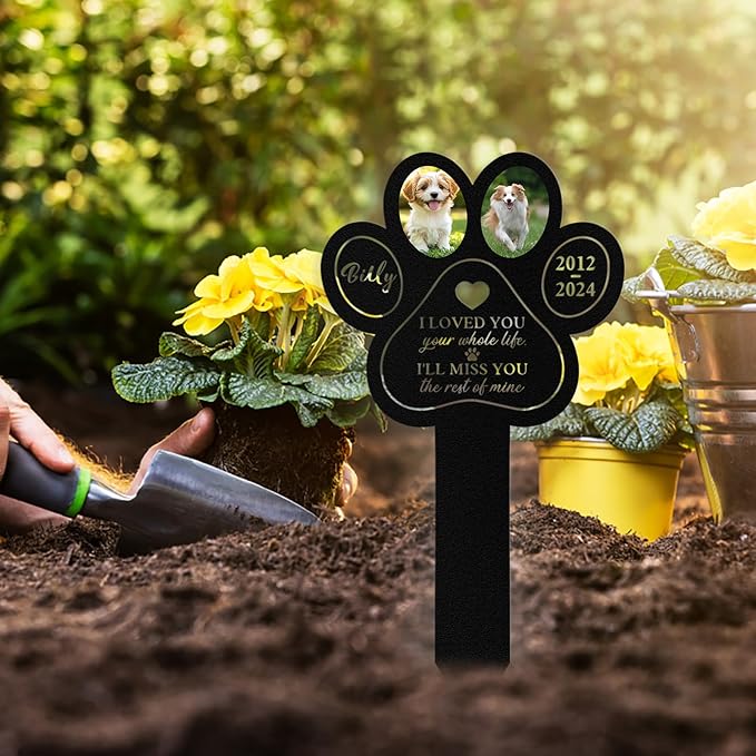 Custom Dog Grave Markers Outdoor, Personalized Pet Grave Marker Dog Memorial with Photo and Name, Outdoor Weatherproof Pet Cemetery Sign, Personalized Dog Memorial Gifts for Loss of Dog