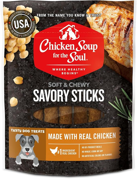 Chicken Soup for the Soul All Natural Premium Savory Sticks Soft & Chewy Dog Treats, Real Chicken First Ingredient, No By-Products, Artificial Colors, Flavors or Preservatives, Chicken, 5oz