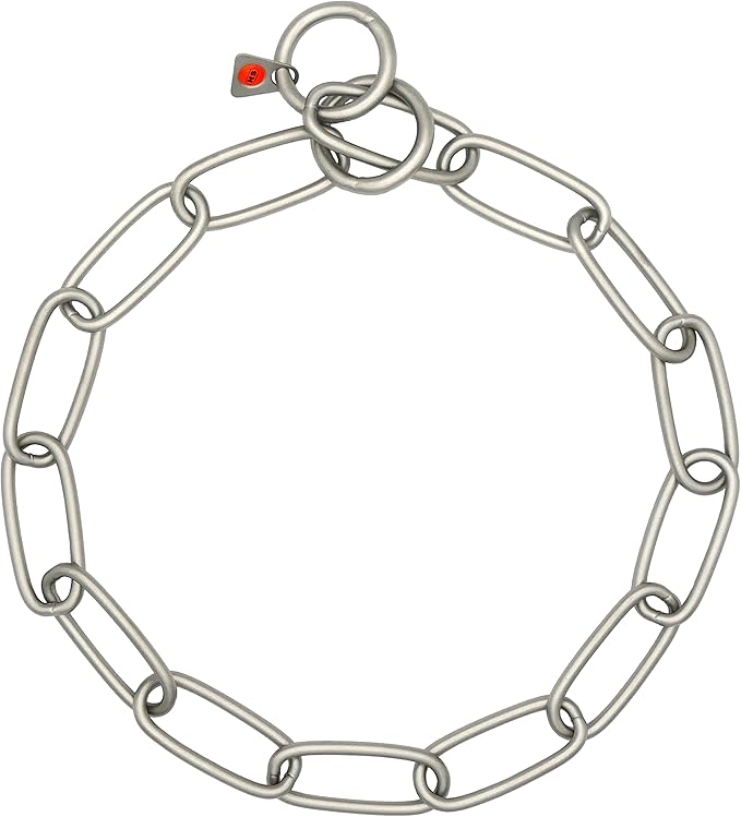 Herm Sprenger Matte Stainless Steel Fur Saver Long Link Dog Collar No-Pull Slip Chain for Medium Large Dogs Professional Training Collar Correction Chain Made in Germany (30in (75cm) x 4mm)