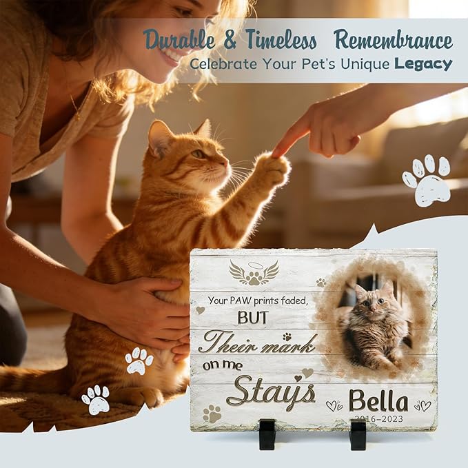 Goodoo Dog Memorial Gifts for Loss of Dog, Personalized Pet Memorial Stone Plaque, Sympathy Gift for Pet Lovers, Changing Colorful Background to Paint Loving Memory, Garden Decor