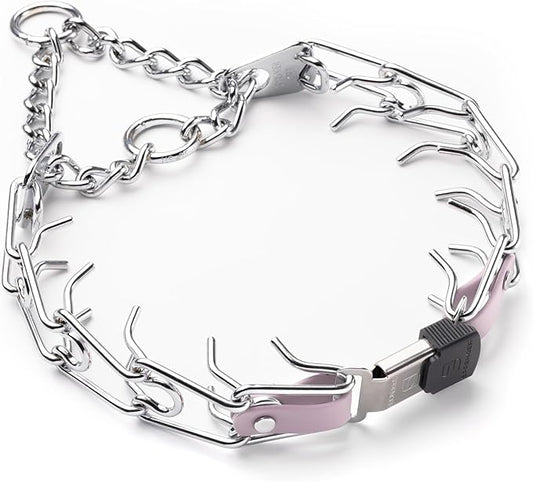 Herm Sprenger Chrome Plated Steel Dog Collar with Quick Release ClicLock Buckle O-Ring Biothane Insert Training Collar Made in Germany (Pastel Purple, 25in x 4.0mm(Neck Size up to21-22in))