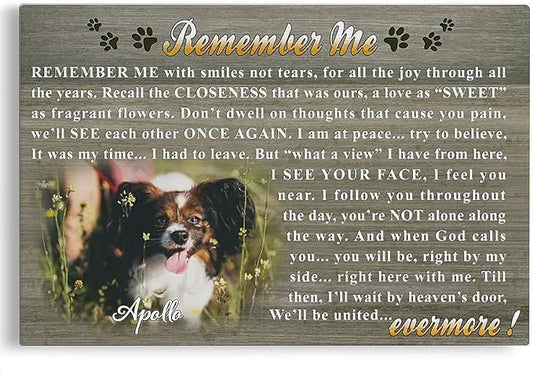 Dem Canvas Personalized Photo Canvas Prints, Dog Loss Gifts, Remember Me With Smiles Not Tears, Pet Memorial Gifts For Dog Lover, Dog Death Sympathy Gifts, Cat Memorial Print Photos Pet Loss Gift (36x24)