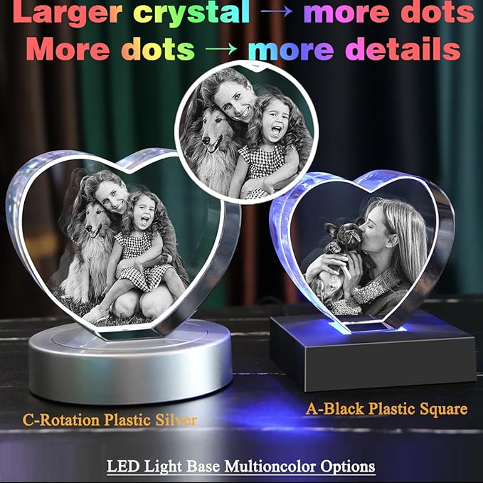 Personalized Pet Memorial Gifts,3D Crystal Photo,3D Engraved Crystal Keepsake Gift Décor Dogs Or Cats Horse Birds, Customized Dog Memorial Gifts,Personalized Photo Gifts