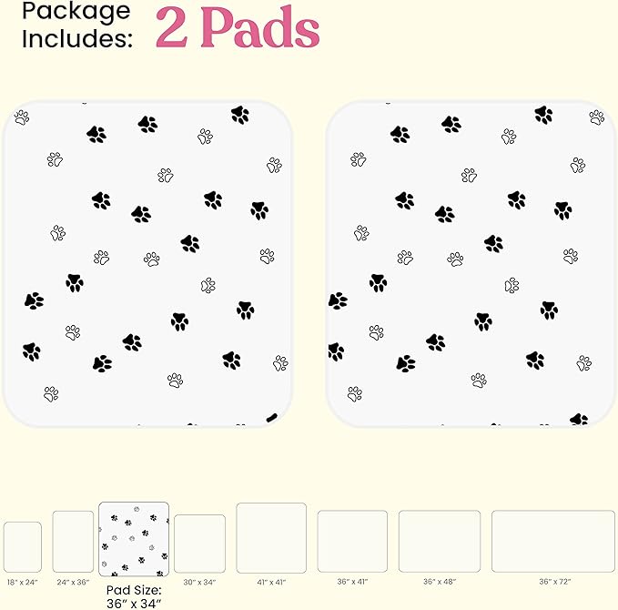 Super Absorbent Washable Pee Pads for Dogs - 2-Pack Superior Reusable Puppy Pads Pet Training Pads –100% Waterproof Dog Pee Pad Protects Against Urine Leakage Non-Slip Grip Prevents Slipping& Bunching