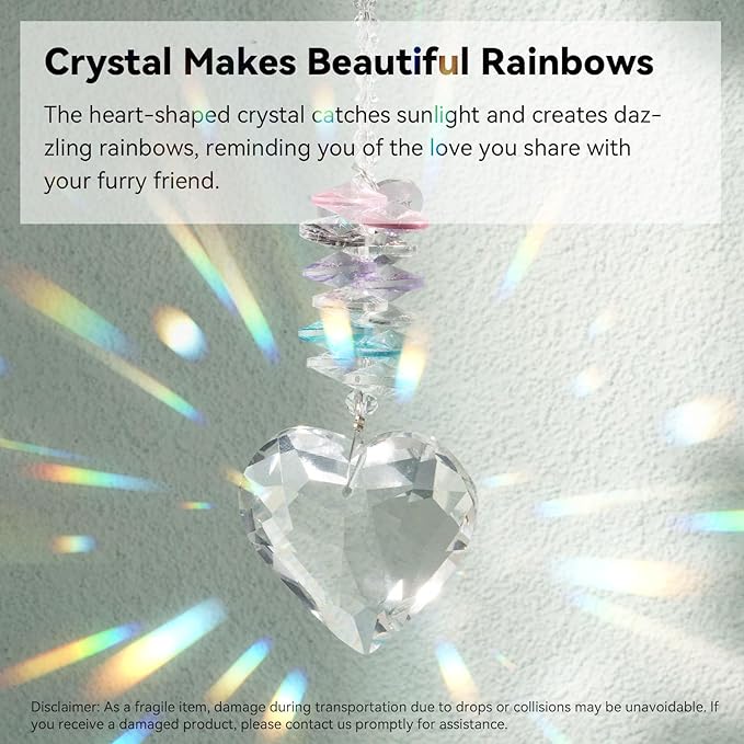 Pet Memorial Suncatcher - Loss of Dog Sympathy Gift, Pet Memorial Gifts for Dogs, Thoughtful Dogs and Cats Bereavement Remembrance Gifts, Gemstone Paw Crystal Suncatcher(Jade)