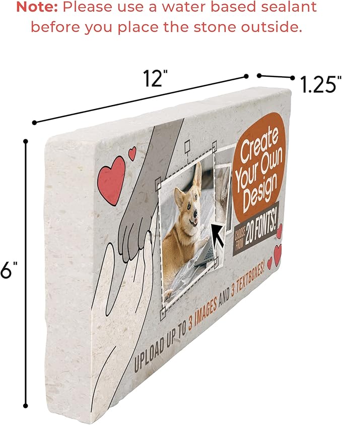 Personalized Pet Memorial Stones, 6x12 Create Your Own Pet Grave Markers as Keepsake or Pet Remembrance, Pet Loss Gifts for Bereaved Pet Owners, DIY Personalized Pet Memorial Limestone (Design 11)