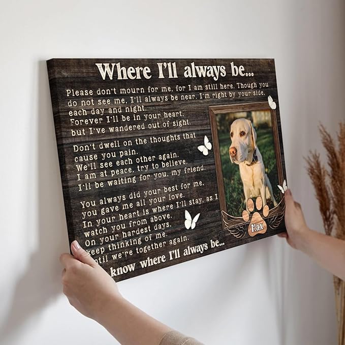 Dem Canvas Personalized Photo Canvas Prints, Pet Memorial Gifts - Dog & Cat Loss Gifts (12x08)