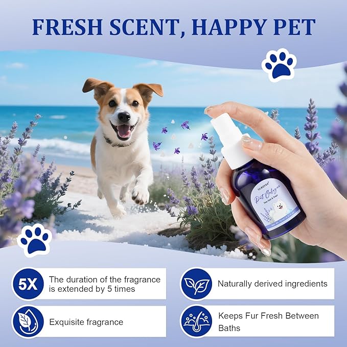Pet Cologne Spray, Sea Salt & Sage Dog Perfume, Natural Ocean Scent, Deodorizing Grooming for Dogs and Cats, Alcohol-Free, Between Baths Freshener, 2.37 fl oz