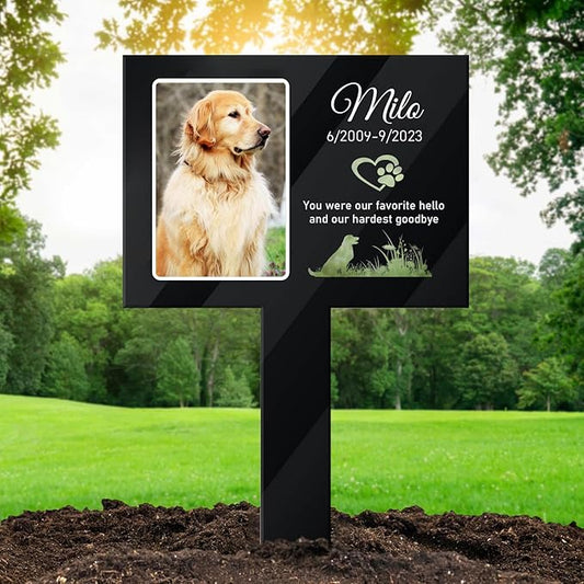 Custom Pet Cemetery Markers - Dog Grave Markers Outdoor Pet Grave Markers Cat Grave Markers for Cemetery Dog Tombstones for Graves Outdoor (B-Rectangle1)