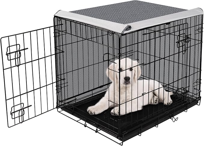 Pet Prime Dog Crate Cover for Wire Cages 48 Inch Indoor Breathable Polyester Pet Kennel Cover Machine Wash & Dry Double Door Lagre XXL (Cover Only)