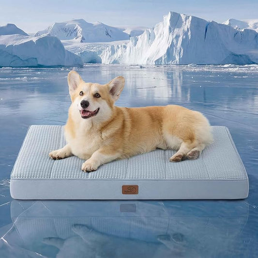 Bedsure Cooling Dog Bed for Crate - Large Comfy Flat Puppy Beds with Removable Washable Cover, Orthopedic Egg Crate Foam Pet Mat, Suitable for Pet Up to 50 lbs