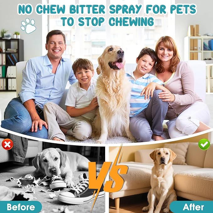 QHZ] Dog Bitter Apple Spray - Anti-Licking & Chewing Training Aid, Natural & Safe Bitter Agent, Protects Furniture & Wounds, Safe & Non-Toxic Bittering Agent