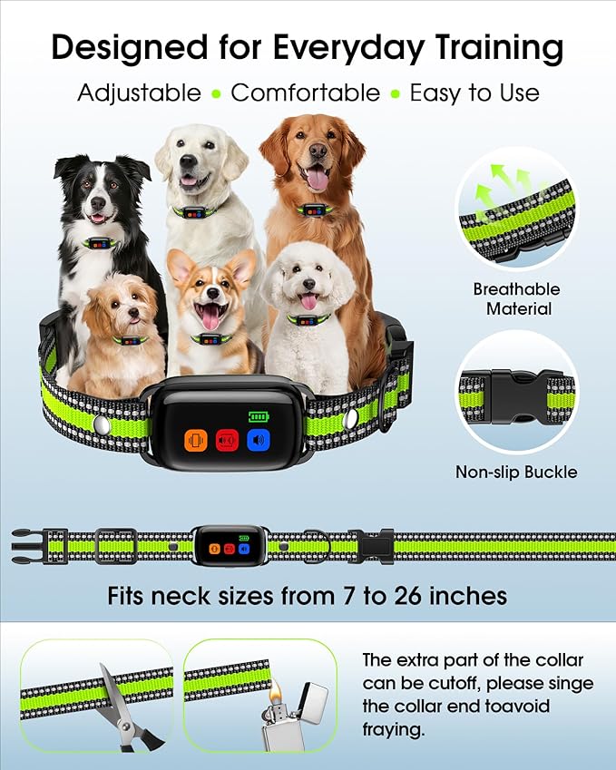 Vibrating Dog Training Collar with Remote, No Shock, Beep and Vibration Only, 3300FT Long Range, Waterproof Rechargeable, Safety Lock, No Prongs, for Small Medium Large Dogs